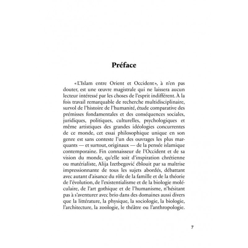 L'Islam entre Orient et Occident - Alija Izetbegovic - Héritage