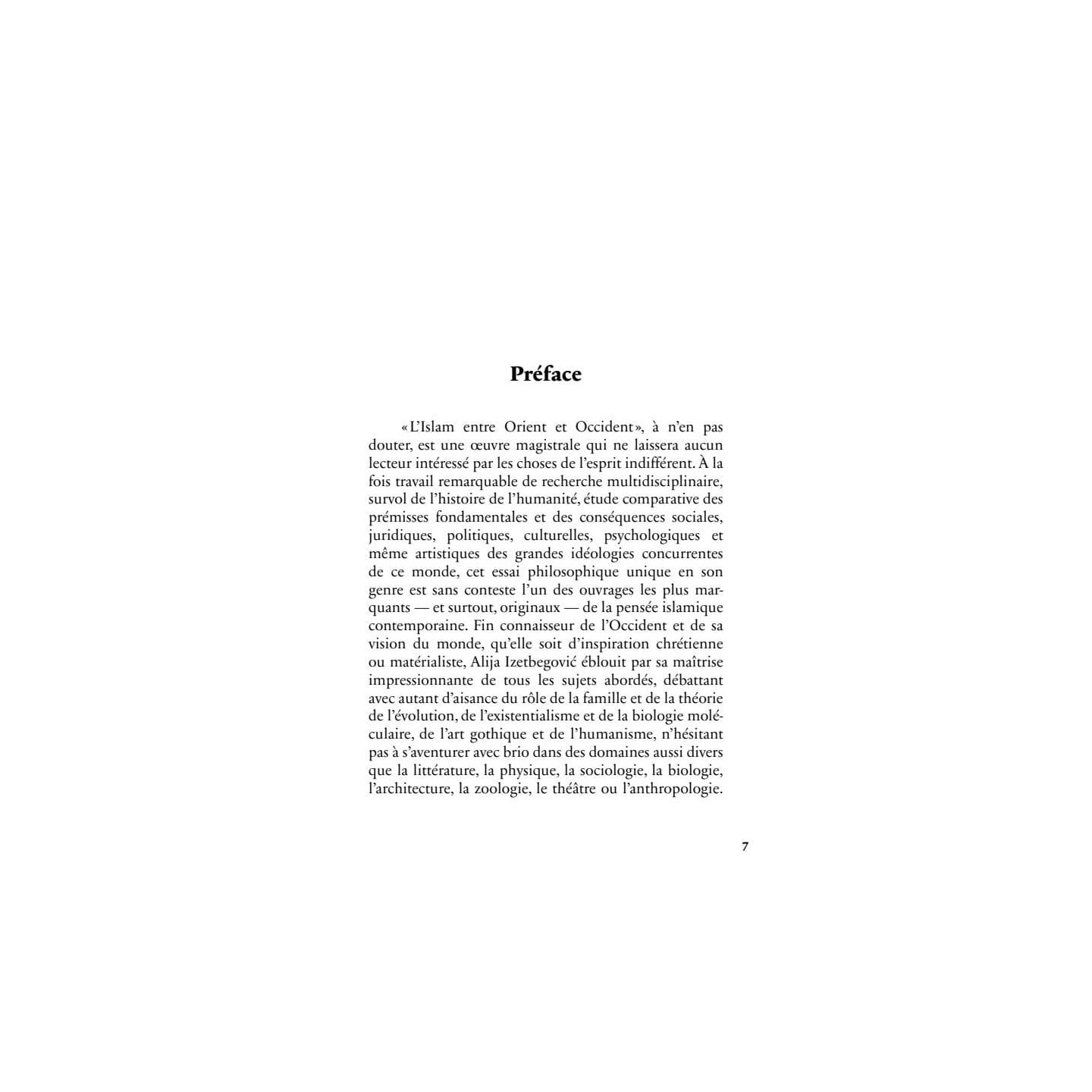 L'Islam entre Orient et Occident - Alija Izetbegovic - Héritage