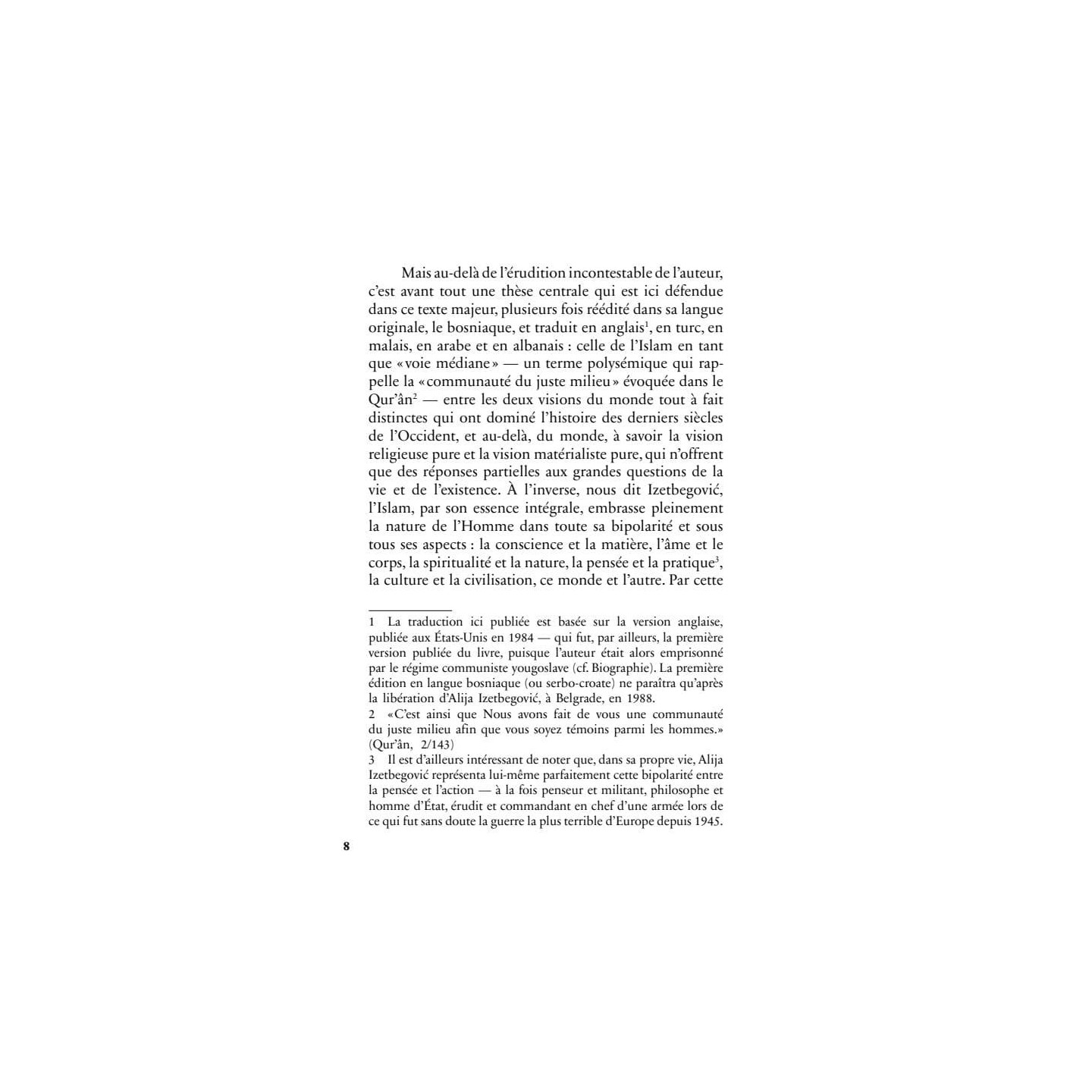 L'Islam entre Orient et Occident - Alija Izetbegovic - Héritage