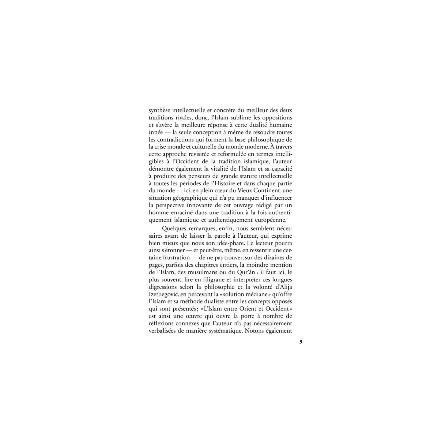 L'Islam entre Orient et Occident - Alija Izetbegovic - Héritage