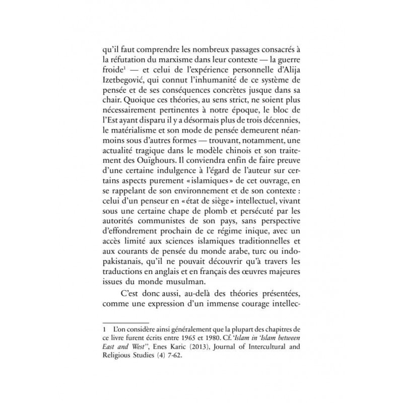 L'Islam entre Orient et Occident - Alija Izetbegovic - Héritage