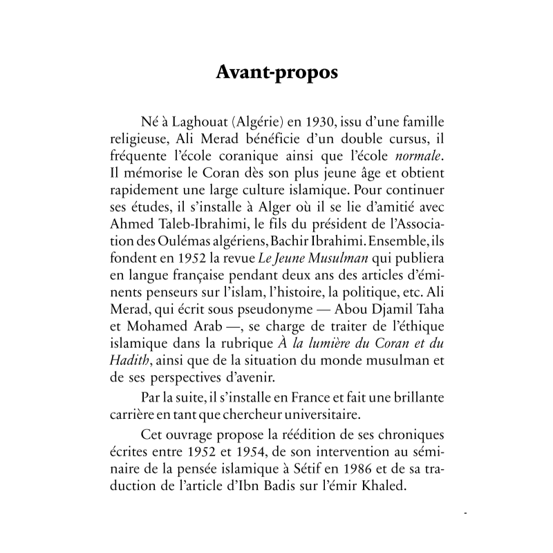 À la lumière du Coran & du Hadith - Ali Merad - Héritage