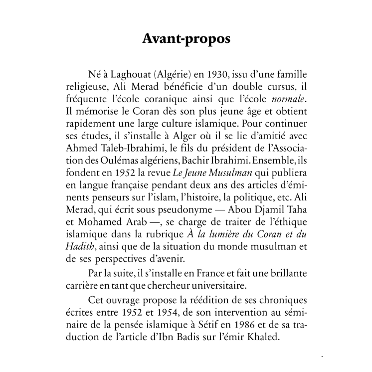 À la lumière du Coran & du Hadith - Ali Merad - Héritage