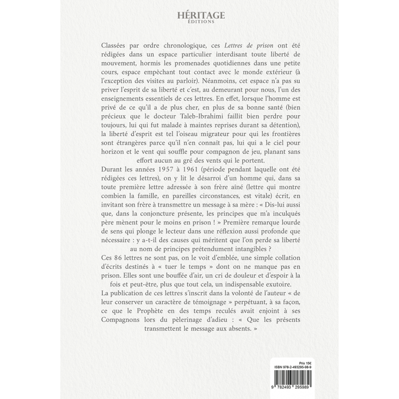 Lettres de prison (1957 - 1961) - Ahmed Taleb-Ibrahimi - Héritage