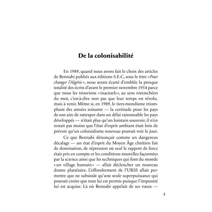 Colonisabilité - Malek Bennabi - Héritage