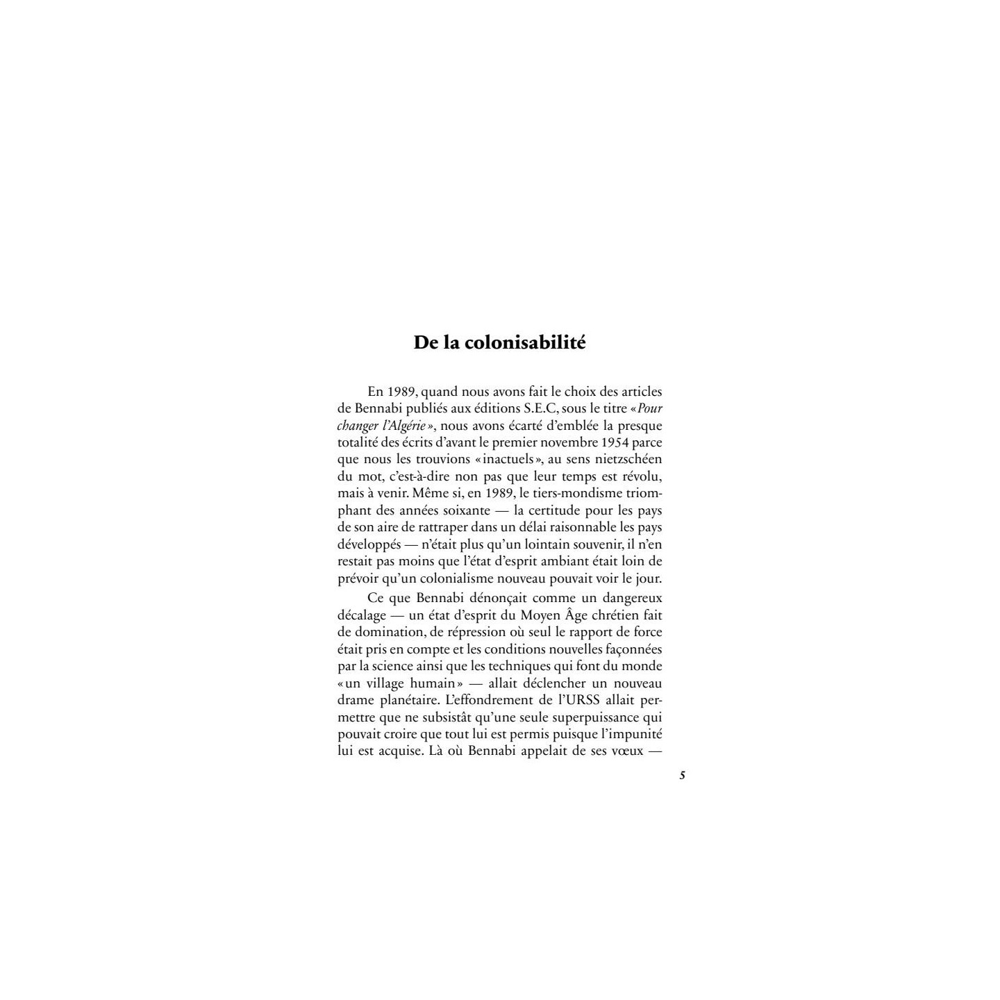Colonisabilité - Malek Bennabi - Héritage