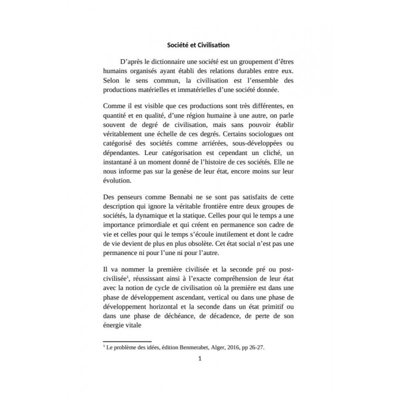 Naissance d'une société : le réseau des relations sociales - Malek Bennabi - Héritage