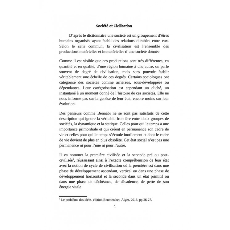 Naissance d'une société : le réseau des relations sociales - Malek Bennabi - Héritage