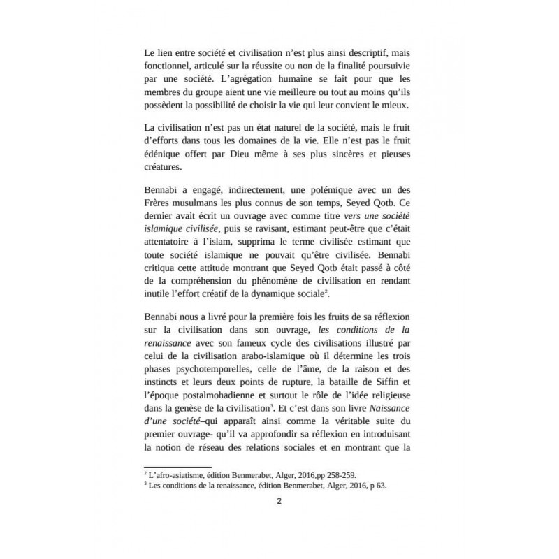 Naissance d'une société : le réseau des relations sociales - Malek Bennabi - Héritage