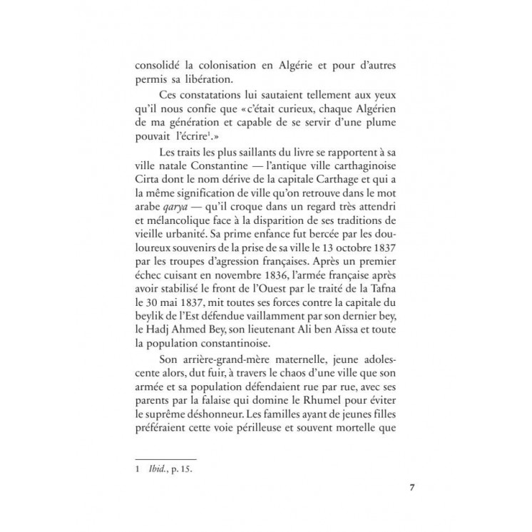 Mémoires d'un témoin du siècle : l'enfant (1905-1930) - Malek Bennabi - Héritage