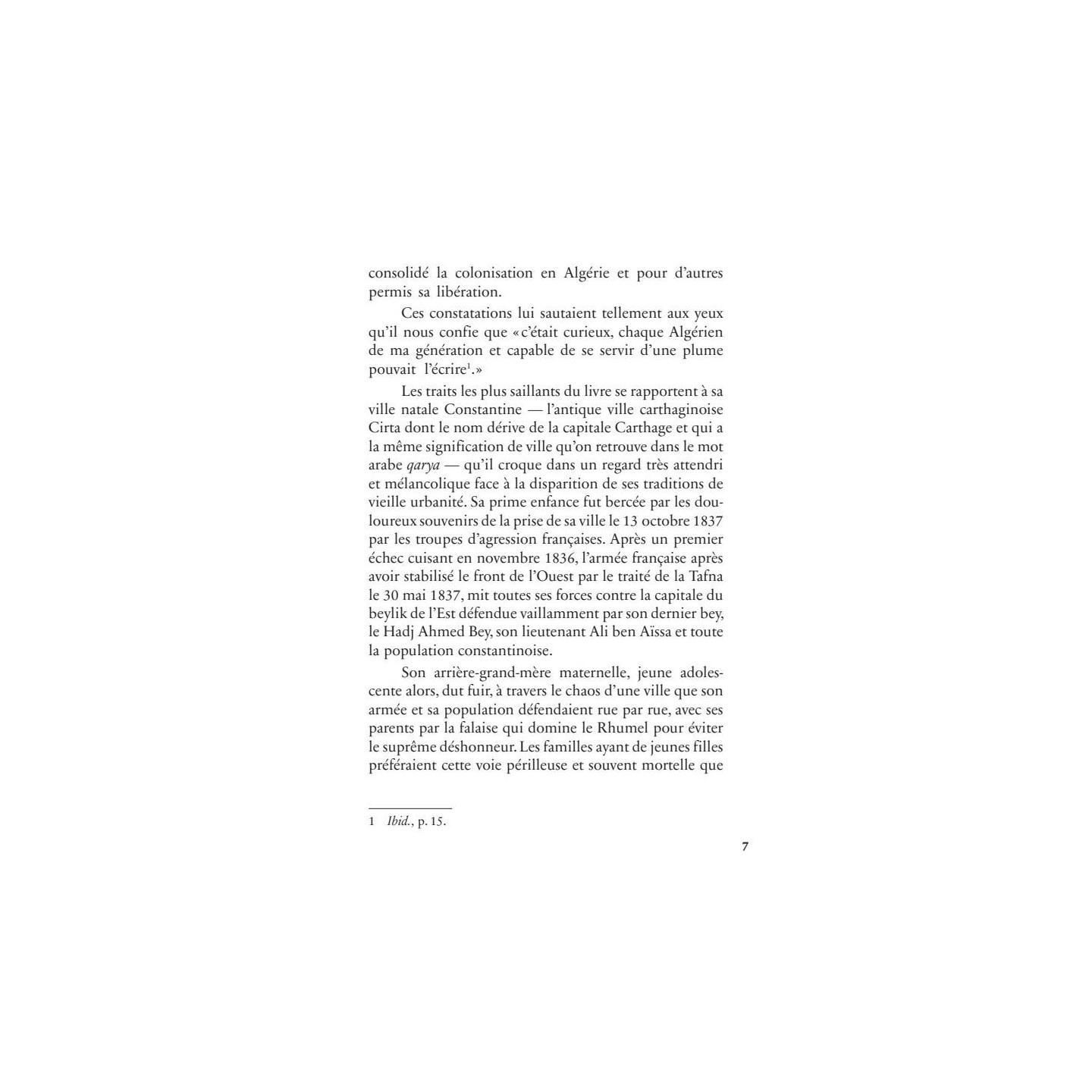 Mémoires d'un témoin du siècle : l'enfant (1905-1930) - Malek Bennabi - Héritage