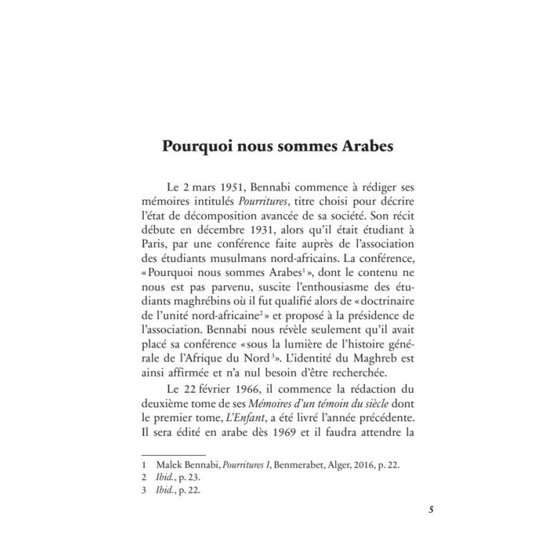Mémoires d'un témoin du siècle : l'étudiant (1930-1939) - Malek Bennabi - Héritage