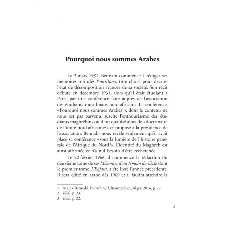 Mémoires d'un témoin du siècle : l'étudiant (1930-1939) - Malek Bennabi - Héritage