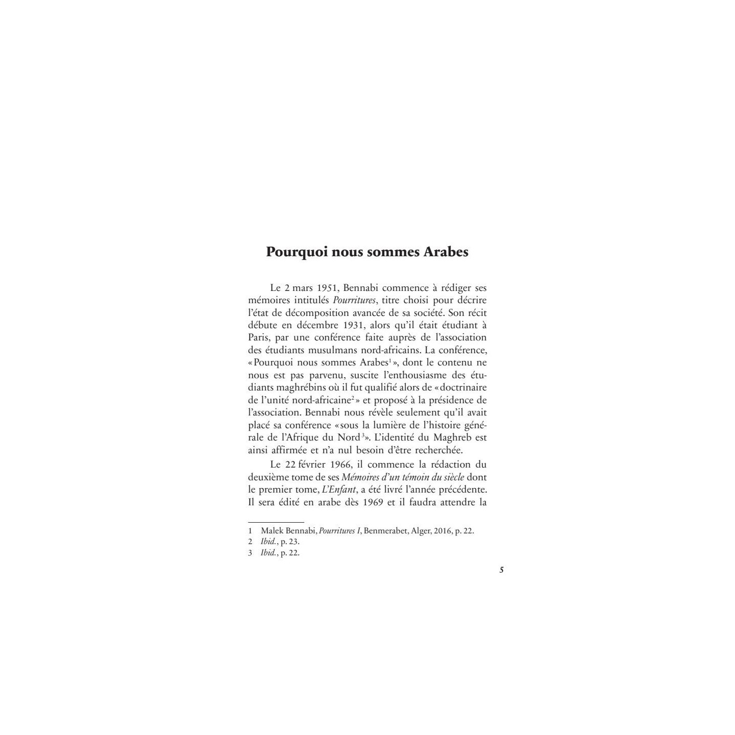 Mémoires d'un témoin du siècle : l'étudiant (1930-1939) - Malek Bennabi - Héritage