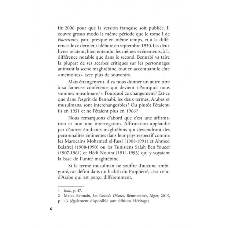 Mémoires d'un témoin du siècle : l'étudiant (1930-1939) - Malek Bennabi - Héritage