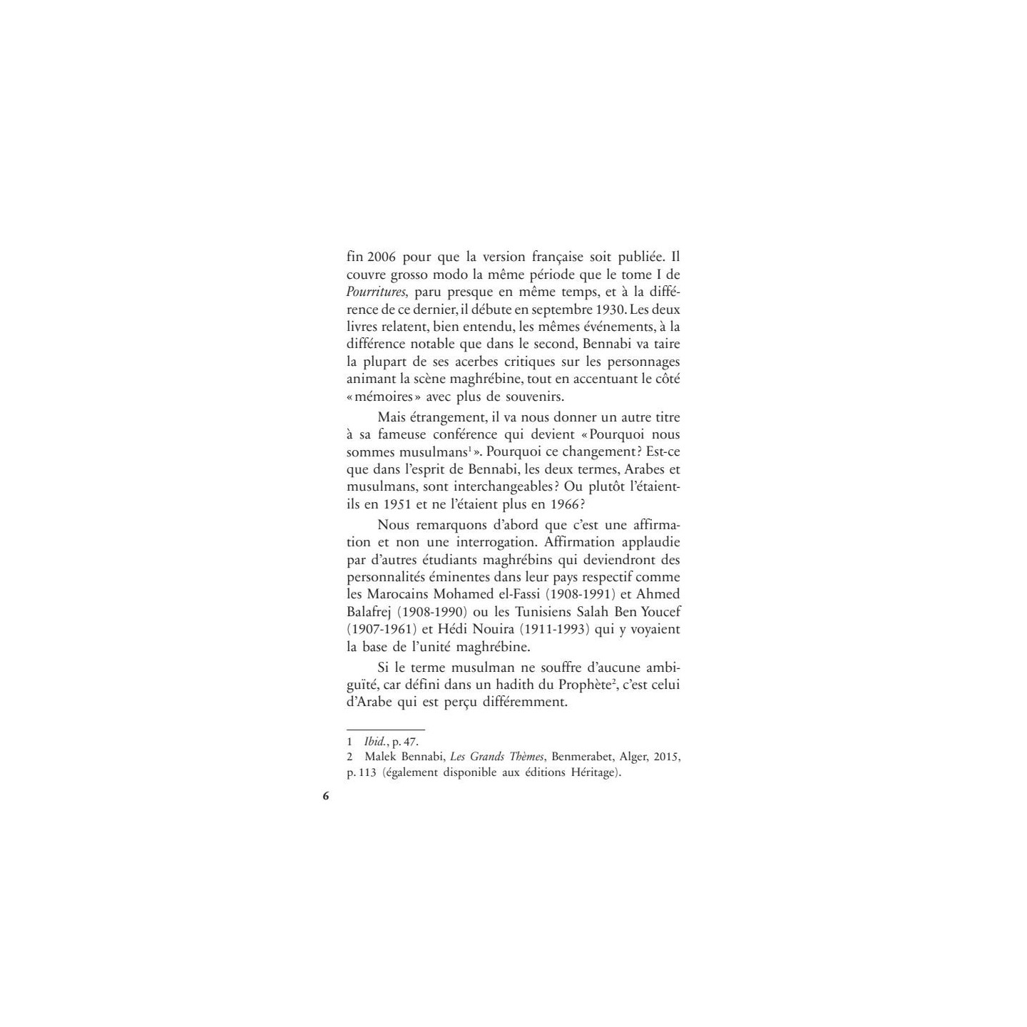 Mémoires d'un témoin du siècle : l'étudiant (1930-1939) - Malek Bennabi - Héritage