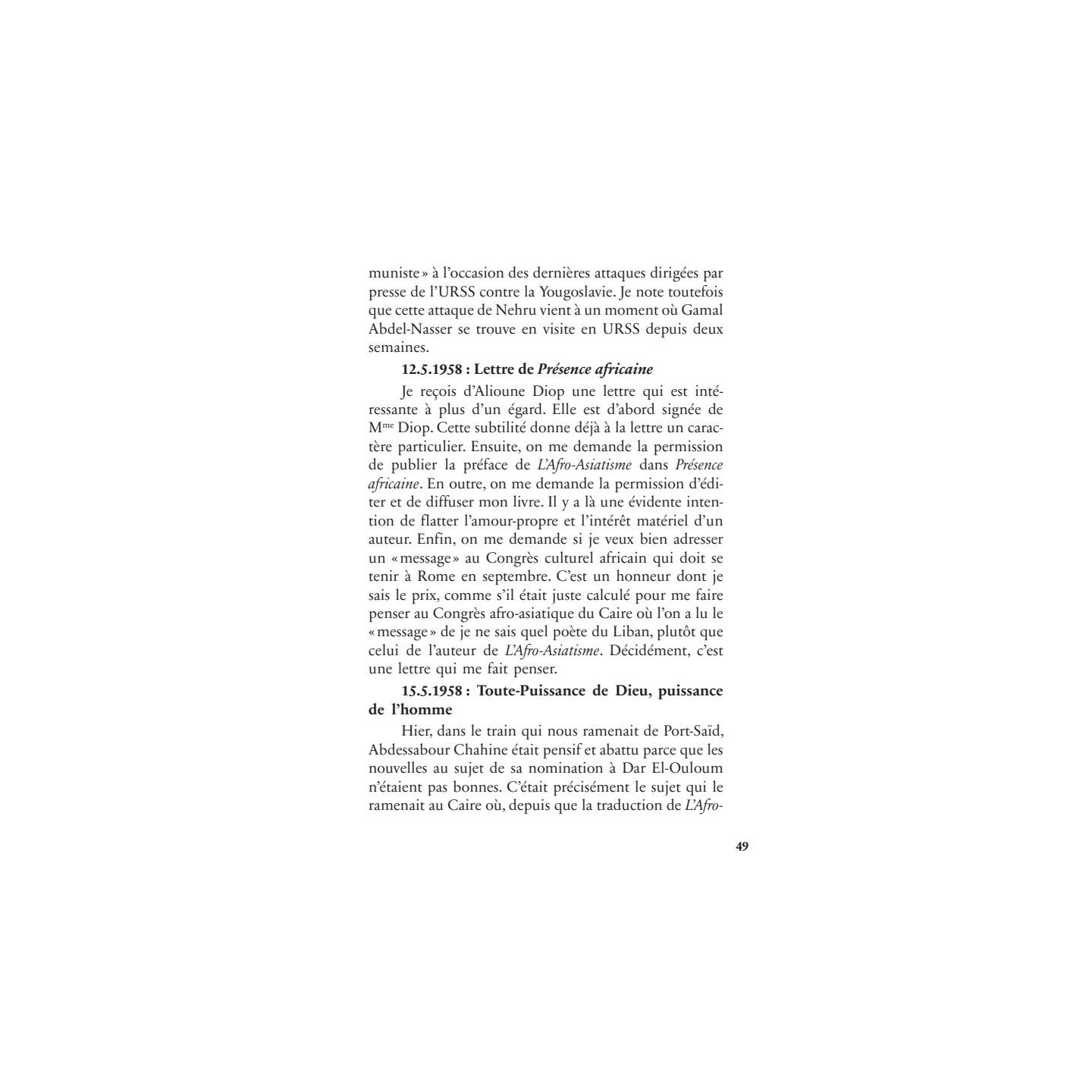 Mémoires d'un témoin du siècle : les carnets (1958-1973) - Malek Bennabi - Héritage