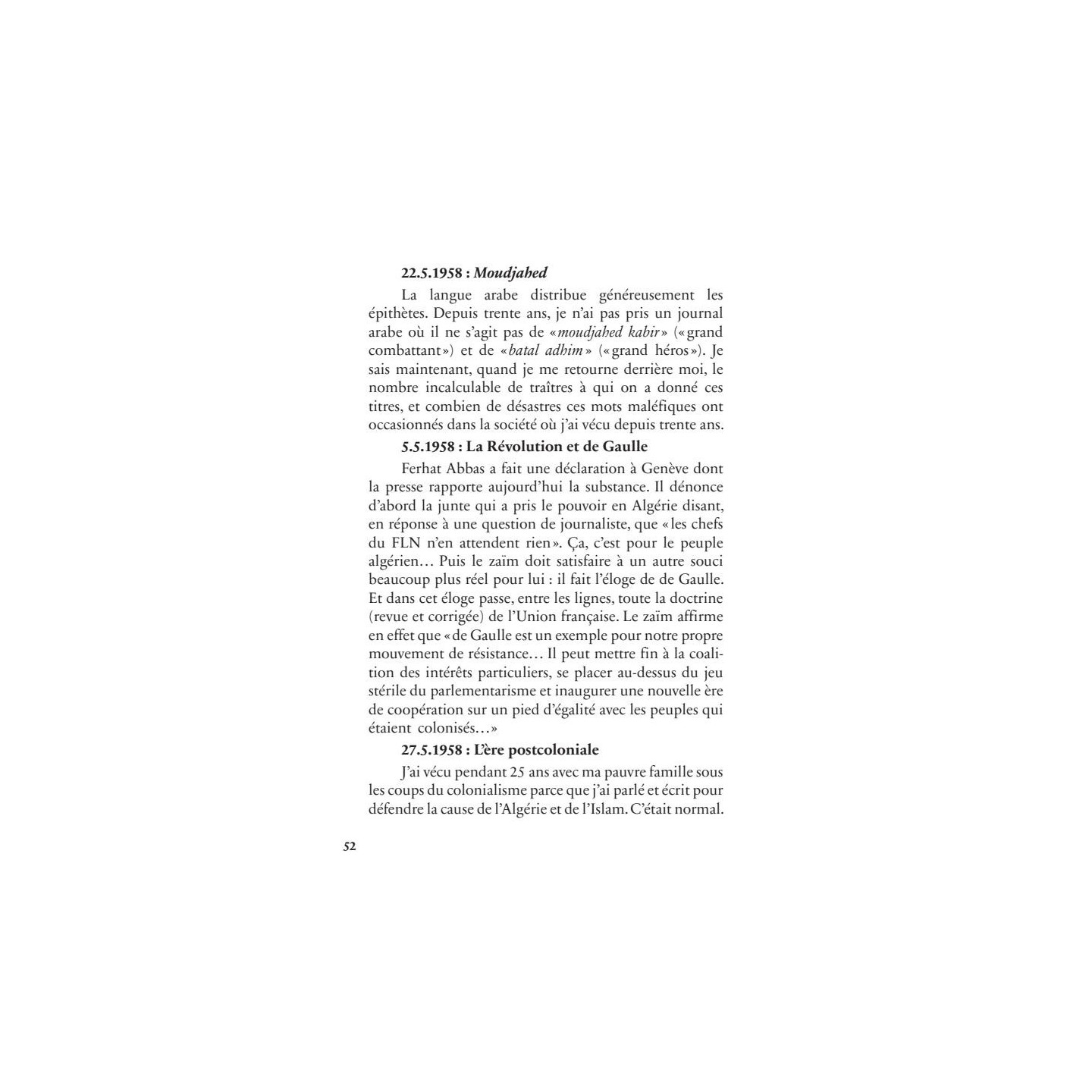 Mémoires d'un témoin du siècle : les carnets (1958-1973) - Malek Bennabi - Héritage