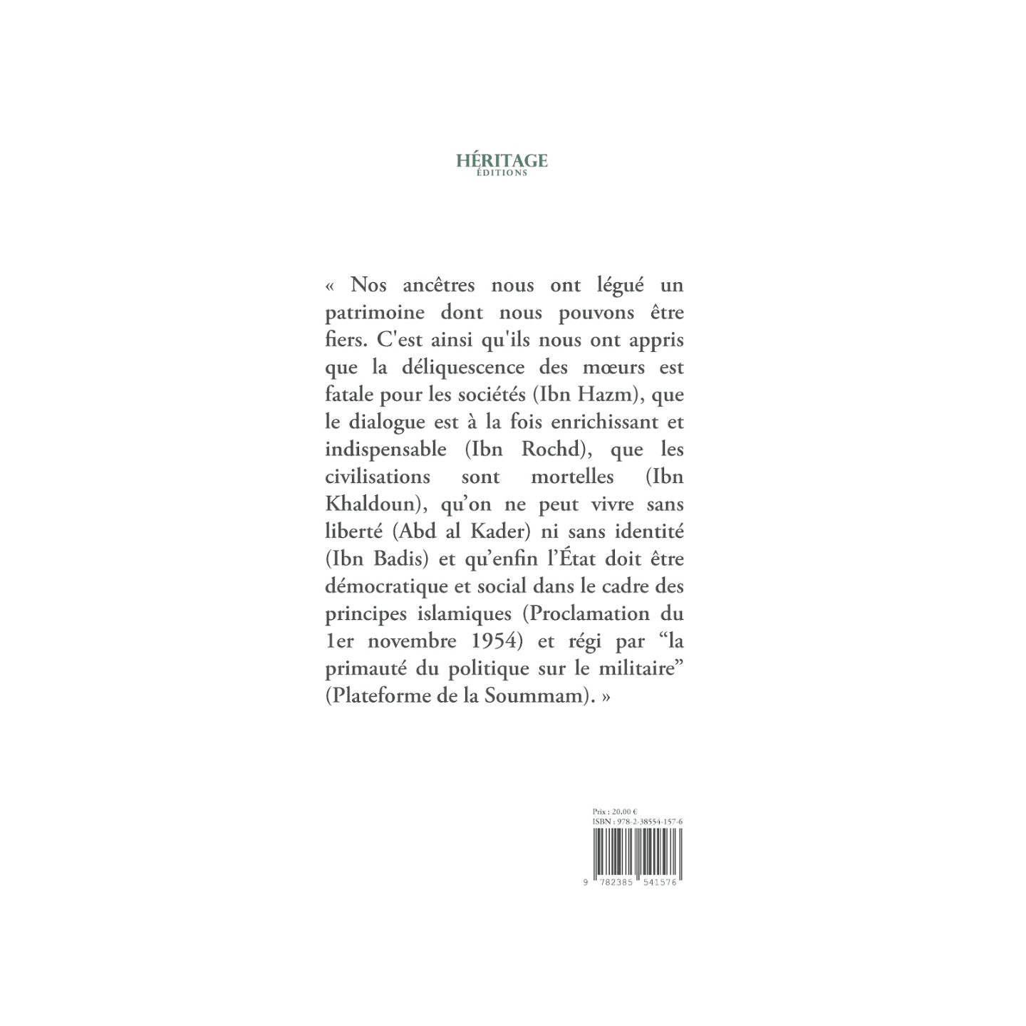 Mémoires d'un algérien - Tome IV - Dr Ahmed Taleb-Ibrahimi - Héritage